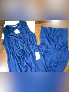 DR2 Nordstrom Womens Large Blue Sleeveless Maxi Dress New Flowy Tie Waist
